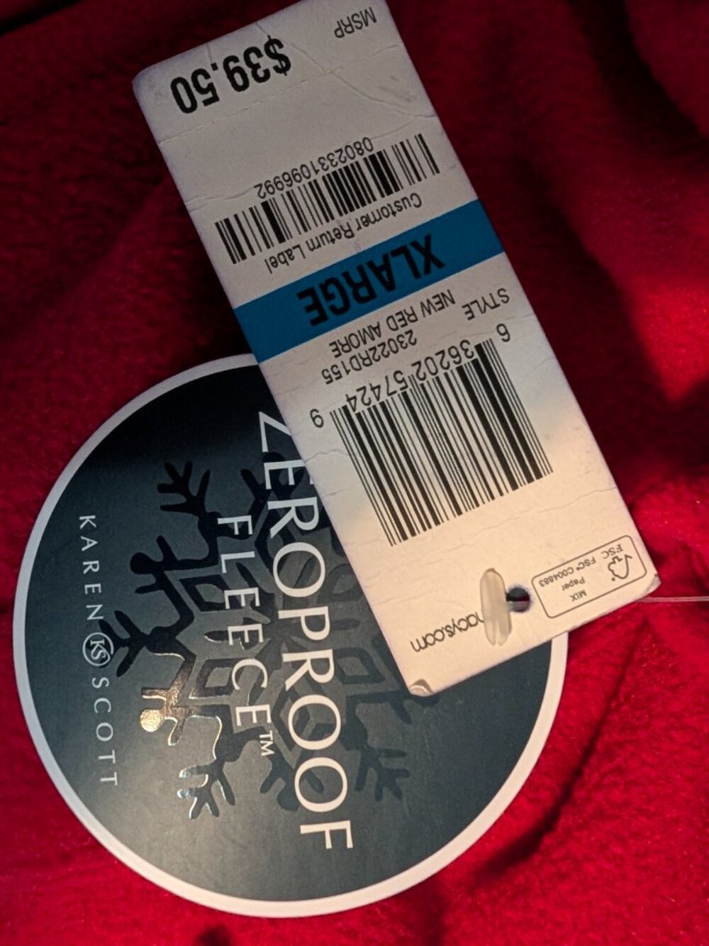 Karen Scott Sport Vest Womens XL Red Fleece Full Zip Zeroproof Pockets NWT - Picture 7 of 7